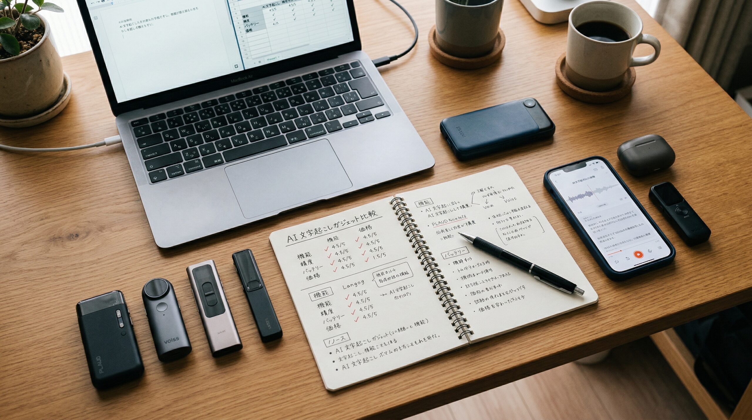 AI文字起こしガジェットを比較して選んでいるイメージ